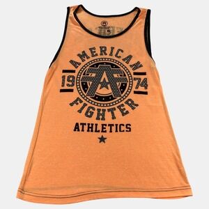 American Fighter Orange Black Logo Graphic Tank Top Mens Large Training Division